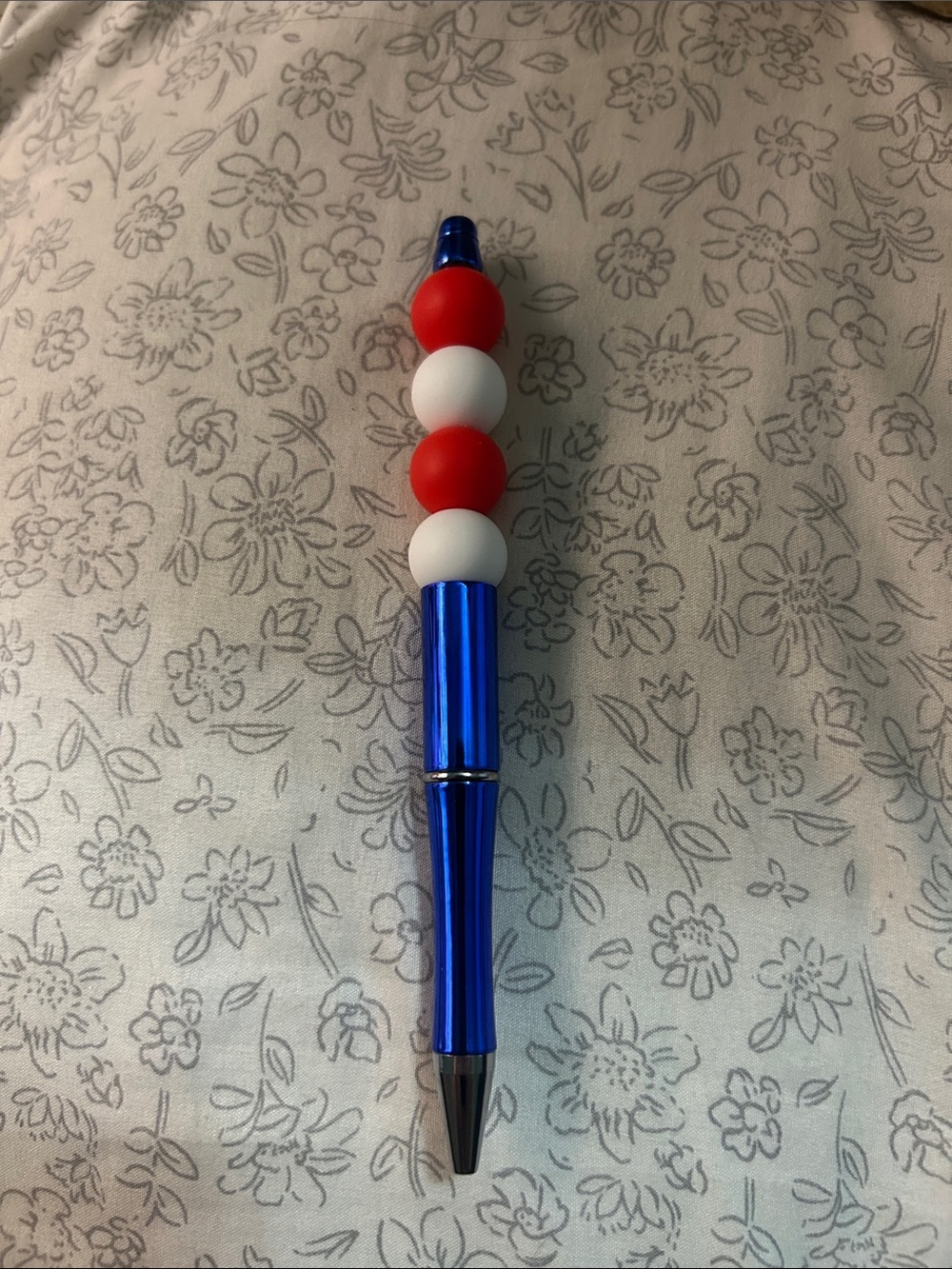 Red, white, and blue ink pen handmade